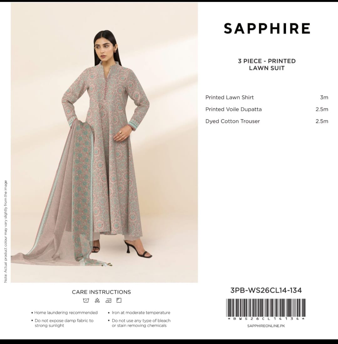 SAPPHIRE 3PB-WS26CL14-134 Unstitched Collection - image 1 of 1
