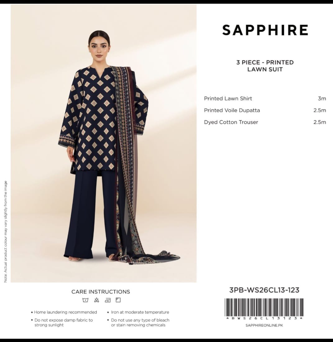 SAPPHIRE 3PB-WS26CL13-123 Unstitched Collection - image 1 of 1